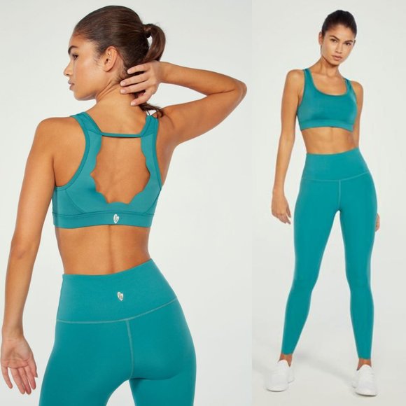 Ellie Other - Ellie Activewear Scalloped Teal Sea Sports Bra